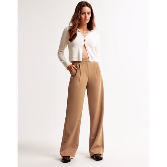 Abercrombie & Fitch Sloane brown Wide leg Trousers - Picture 1 of 5
